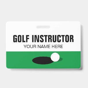 Golflehrer Namensschild mit Clip oder Kordel Ausweis