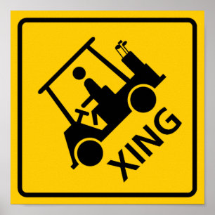 Golfmobil-Überfahrt-Landstraßen-Zeichen Poster