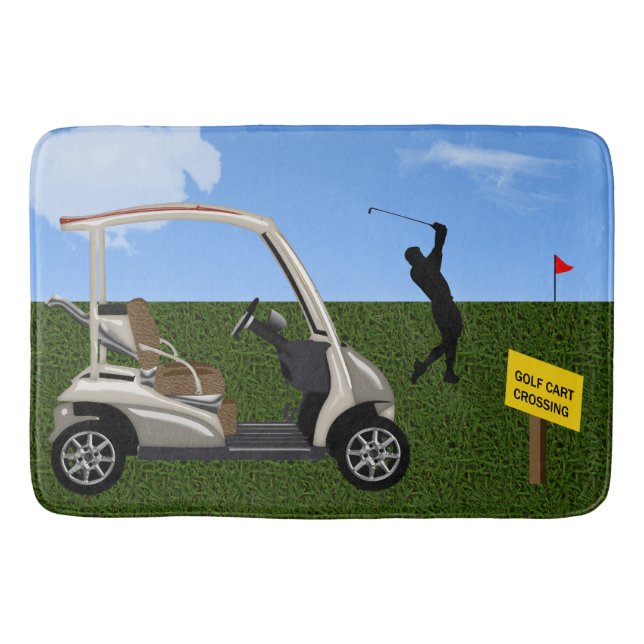 Golfmobil-Überfahrt-Zeichen auf Fahrrinne Badematte (Vorderseite)
