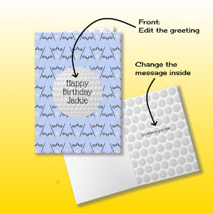 Golfmuster benutzerdefinierter Name Geburtstag Karte