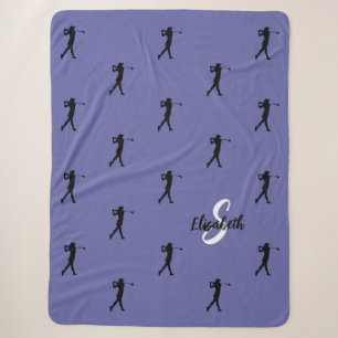 Golfmuster Golferin Monogramm Sport Periwinkleblau Sherpadecke