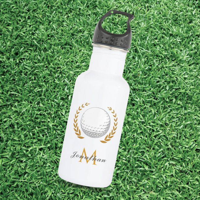 Golfname & anfänglicher Mit Monogramm Vater Golfer Edelstahlflasche (Von Creator hochgeladen)
