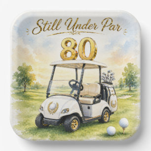 Golfparty  80. Geburtstag mit Golfcart auf dem Grü Pappteller