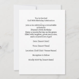 Golfparty 80. Geburtstag "Save the Date" für Golf Einladung