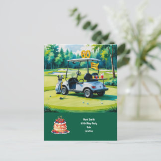 Golfparty-Einladung „Save the Date“ 60. Geburtstag Einladungspostkarte