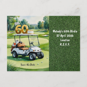 Golfparty-Einladung Termin vormerken 60. Geburtsta Einladungspostkarte