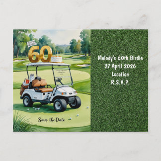 Golfparty-Einladung Termin vormerken 60. Geburtsta Einladungspostkarte