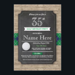 Golfplatz Birthday Party Golf Ball Jegliches Alter Einladung<br><div class="desc">Elegantes Rustikales Chalkboard und Holz Golf Design. Ändern Sie einfach den Text,  um Ihr Party . Rückdruck im Lieferumfang enthalten.</div>