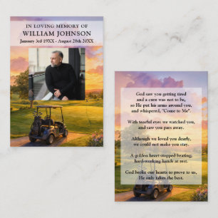 Golfplatz-Buggy-Trauer-Gebets-Gedicht-Fotokarten Visitenkarte