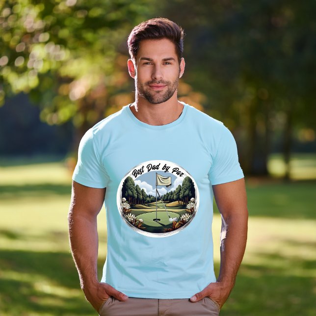 Golfplatz Club und Ball Best Vater Par T-Shirt (Golf Course with Club and Golf Ball "Best Dad by Par" T-Shirt)