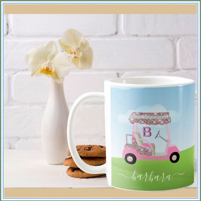 Golfplatz Fun Glitzy Golf Cart Persönlich gestalte Kaffeetasse (Von Creator hochgeladen)