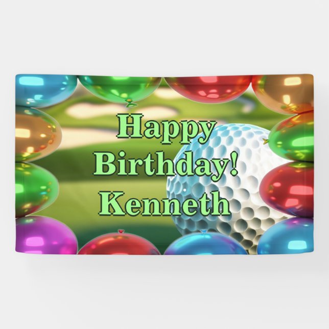 Golfplatz Happy Birthday Brauch Vinyl Banner (Horizontal)