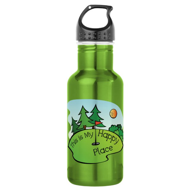 Golfplatz Hole Happy Place Trinkflasche (Vorderseite)
