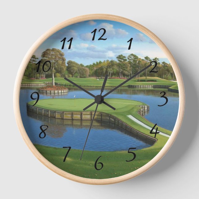 Golfplatz Hole Hintergrund Runde Wanduhr (Vorderseite)