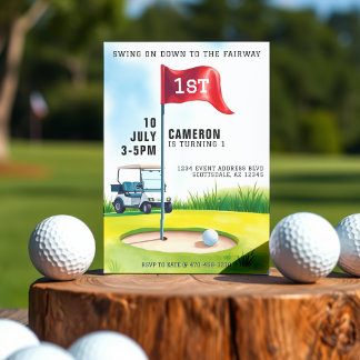 Golfplatz Kinder 1. Geburtstag Party Einladung
