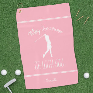 Golfplatz Lady Golfer Pro Modern Monogramm Rosa Golfhandtuch