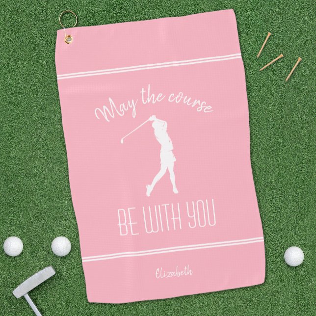 Golfplatz Lady Golfer Pro Modernes Monogram Pink Golfhandtuch (Von Creator hochgeladen)
