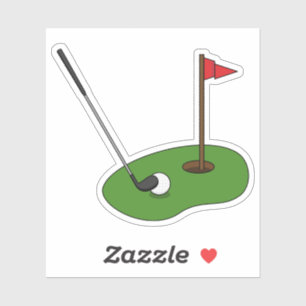 Golfplatz Loch mit Fahne Aufkleber