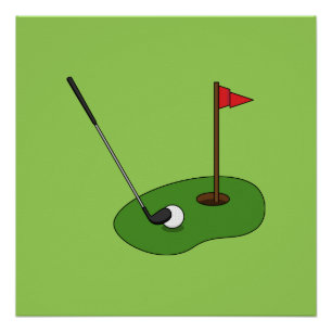 Golfplatz Loch mit Fahne Poster