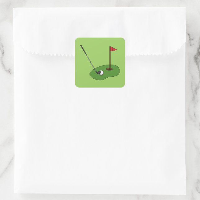 Golfplatz Loch mit Fahne Quadratischer Aufkleber (Tasche)