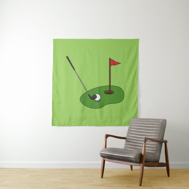 Golfplatz Loch mit Fahne Wandteppich (Beispiel)
