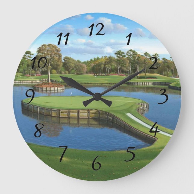 Golfplatz-Lochhintergrund Große Wanduhr (Vorderseite)