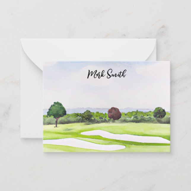 Golfplatz mit dem Namen für Golfer Note Card Mitteilungskarte (Vorderseite)