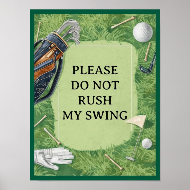 Golfplatz mit eigenem Text auf Grün für Golfer Poster (Vorne)
