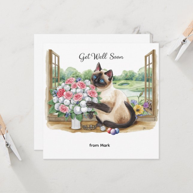 Golfplatz mit Golfball und Blume macht Spaß Karte (Vorderseite/Rückseite Beispiel)