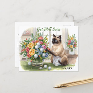 Golfplatz mit Golfball und Blume macht Spaß Postkarte