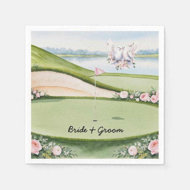 Golfplatz mit Hochzeitsthema "Putting Green" Serviette (Vorderseite)