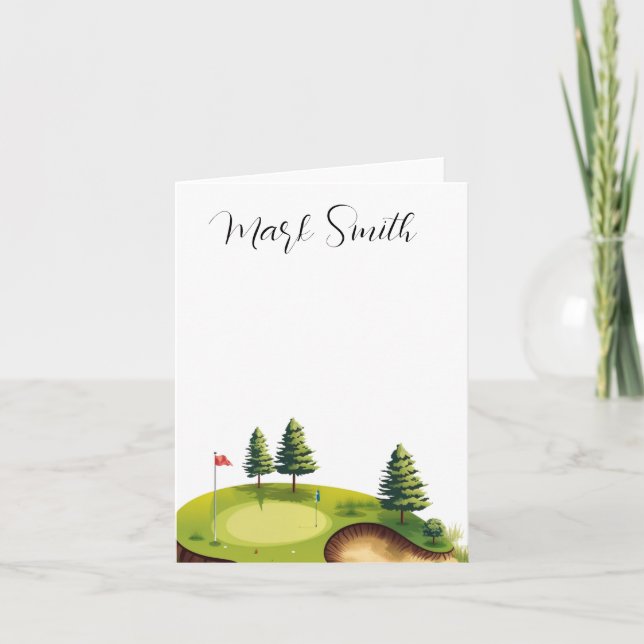 Golfplatz mit Namensgeschenken für Golfer (Vorderseite)