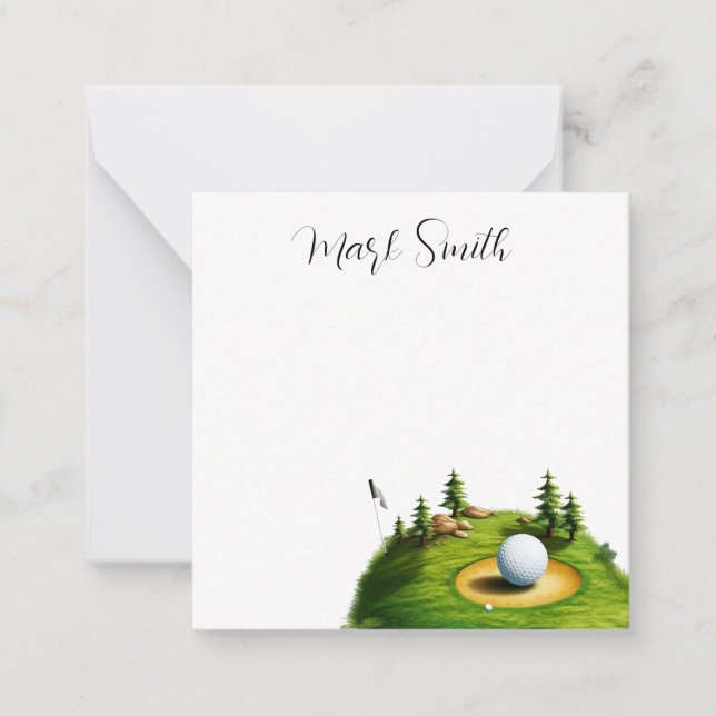 Golfplatz mit Namensgeschenken für Golfer Mitteilungskarte (Vorderseite)