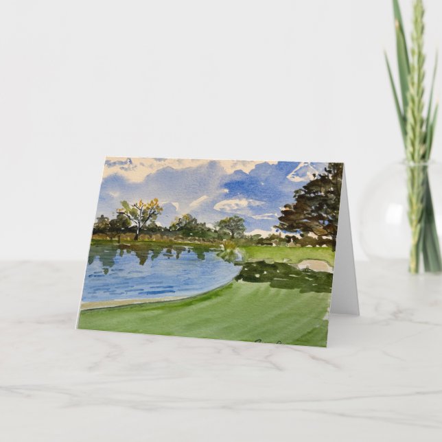 Golfplatz Nr. 15 Wasserfarbe Dankeskarte (Vorderseite)