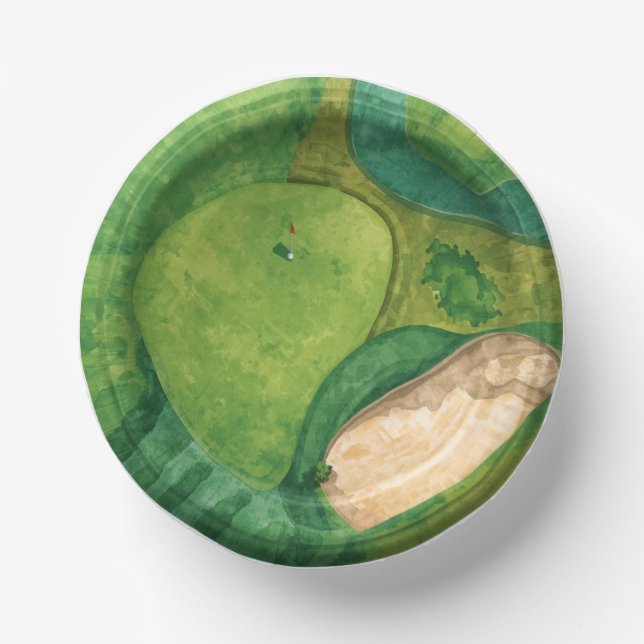 Golfplatz-Putting-Green  Pappteller (Vorderseite)