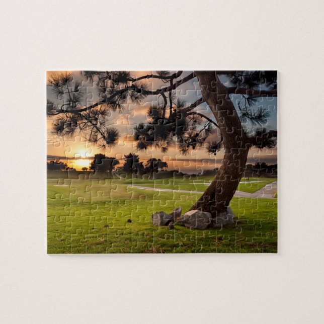 Golfplatz Sonnenuntergang Puzzle (Horizontal)