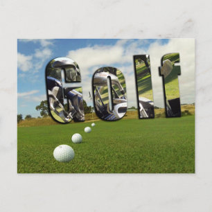 Golfplatz und Logo, Postkarte