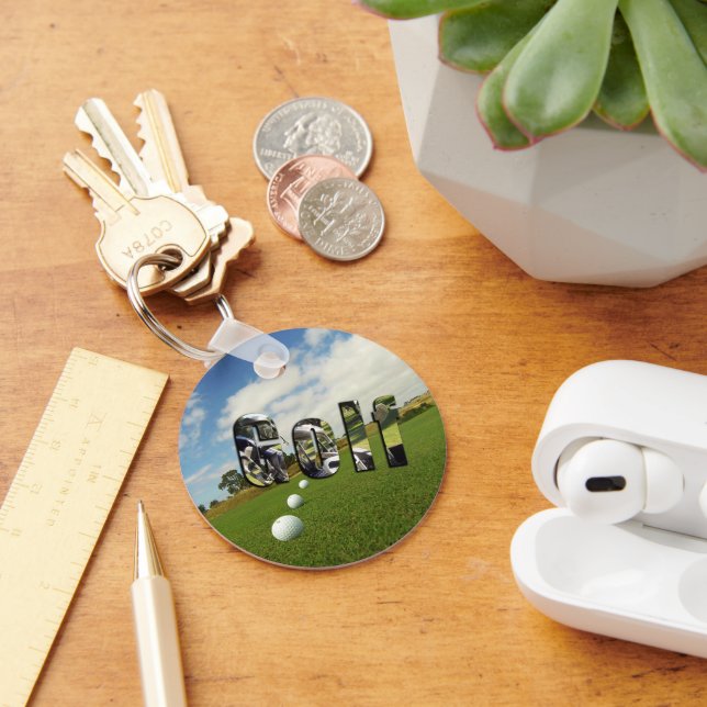 Golfplatz und Logo, Schlüsselring Schlüsselanhänger (Schreibtisch)