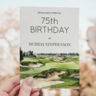 Golfplatz Wasserfarbe Golfers Geburtstag Einladung
