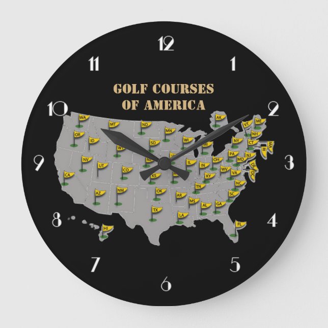 Golfplätze in Amerika Mauer Uhr (Vorderseite)