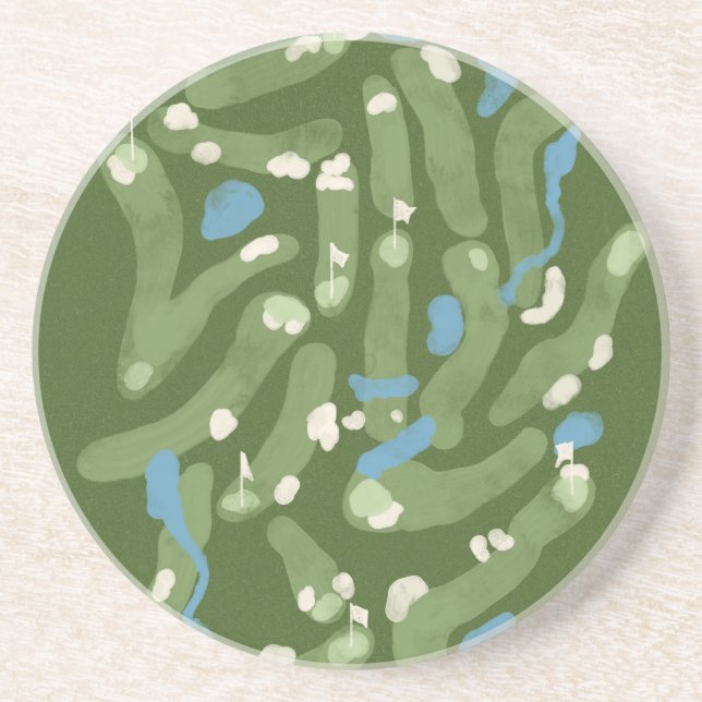 Golfplatzgrafik auf Steinuntersetzer Getränkeuntersetzer (Vorne)