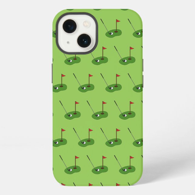 Golfplatzloch mit Flaggenmuster iPhone Hülle (Rückseite)