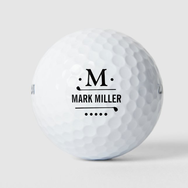 Golfplayer Cool & Custom Black Monogram Golfball (Vorderseite)