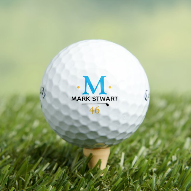 Golfplayer Custom Blue Monogram Golfball (Insitu T-Shirt)
