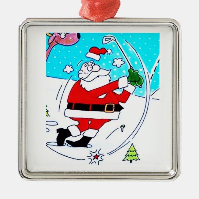 *GOLFSANTA* CHRISTMAS ORNANATION ORNAMENT AUS METALL (Vorne)
