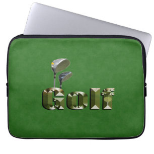 Golfschläger auf grünem Denim,  Laptopschutzhülle