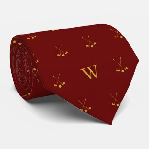 Golfschläger aus Gold mit Monogramm Anfangsbuchsta Krawatte