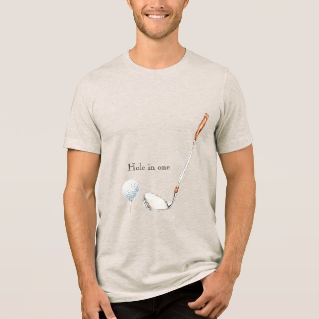Golfschläger-Ball mit Hole-in-One Tri-Blend Shirt (Vorderseite)