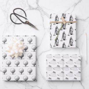 Golfschläger, Golfbags, Golf Tee Schwarz Geschenkpapier Set