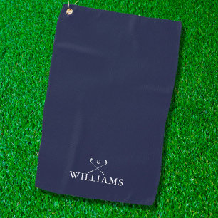 Golfschläger in Navyblau mit individuellem Namen Golfhandtuch